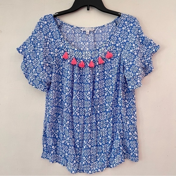 Southern Tide Charting Blue Abstract Delilah Flutter-Sleeve Top Size Medium - Picture 12 of 12